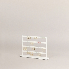 Matt white metal display for 24 pairs of earrings, 11 cm tall