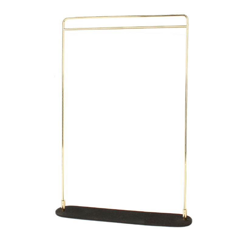 Shiny gold-coloured metal chain and necklace display with black granite finish base, 35.5 cm tall