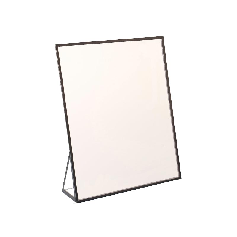 Rectangular standing mirror with black brass frame, 25.5 cm H