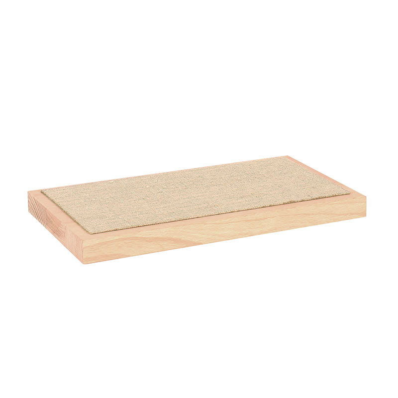 Small square display platform in beech wood and natural linen, 13 x 13 cm