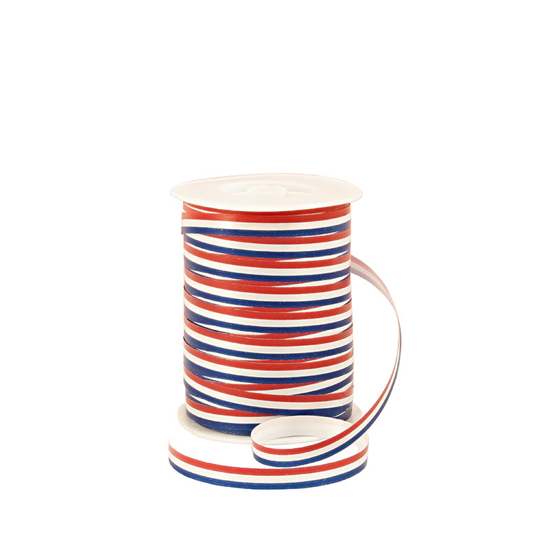 Red, white and blue striped curling gift ribbon