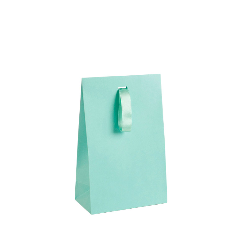Mint green matt paper stand-up bags, ribbon, 170g - 10x6.5x16cm H