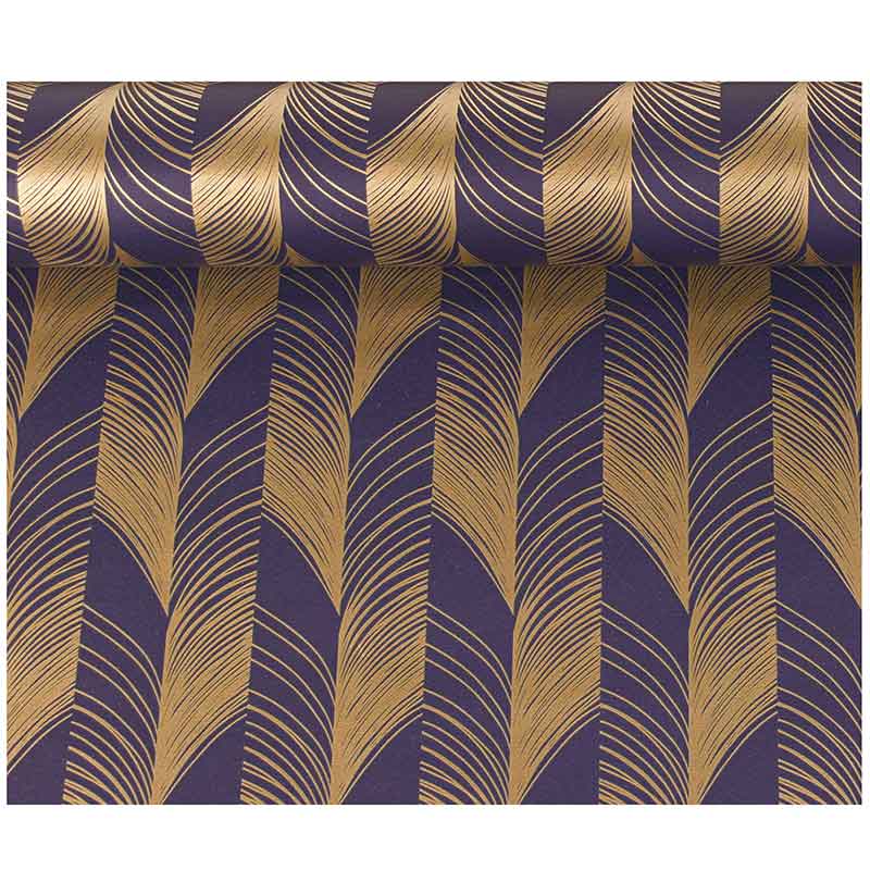 Navy blue gift wrapping paper with gold-coloured motifs, 0.70 x 25 m, 60g
