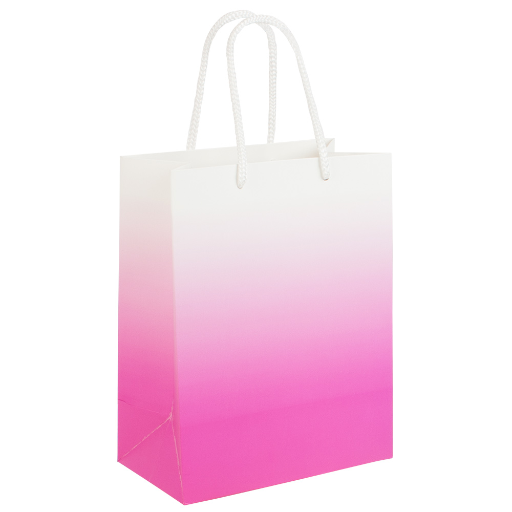 Shaded fuchsia matt paper carrier bags, 18 x 10 x 23 cm H, 190 g