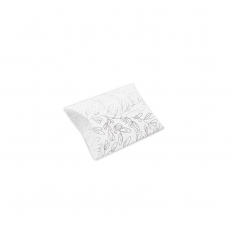 Matt white card pillow boxes with \'Botanical\' motifs - Hot-foil printed, 350g