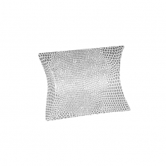 White and silver lizard skin print card pillow boxes, 290g - 7 x 7,5 x 2,3 cm