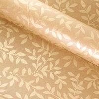 Recycled paper gift wrap with gold-coloured foliage motif, water repellent 0.70 x 25m