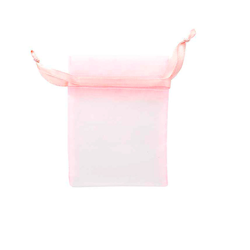 Old rose organza pouches, 9 x 9 cm