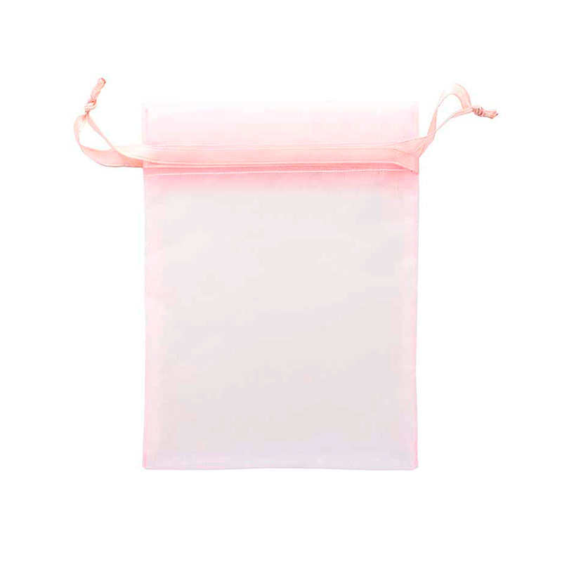 Old rose organza pouches, 12 x 13 cm