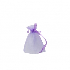 Violet organza pouches, 9 x 9 cm