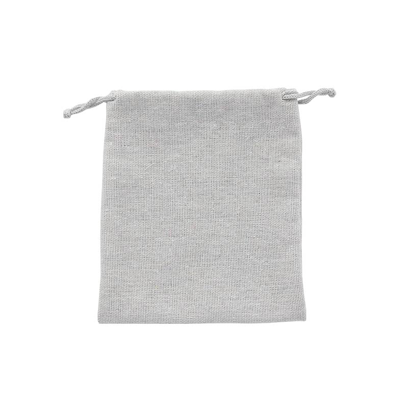 100% natural grey linen pouches with cotton drawstrings, 12 x 14 cm