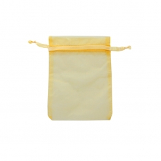 Gold-coloured organza pouches, 12 x 13 cm