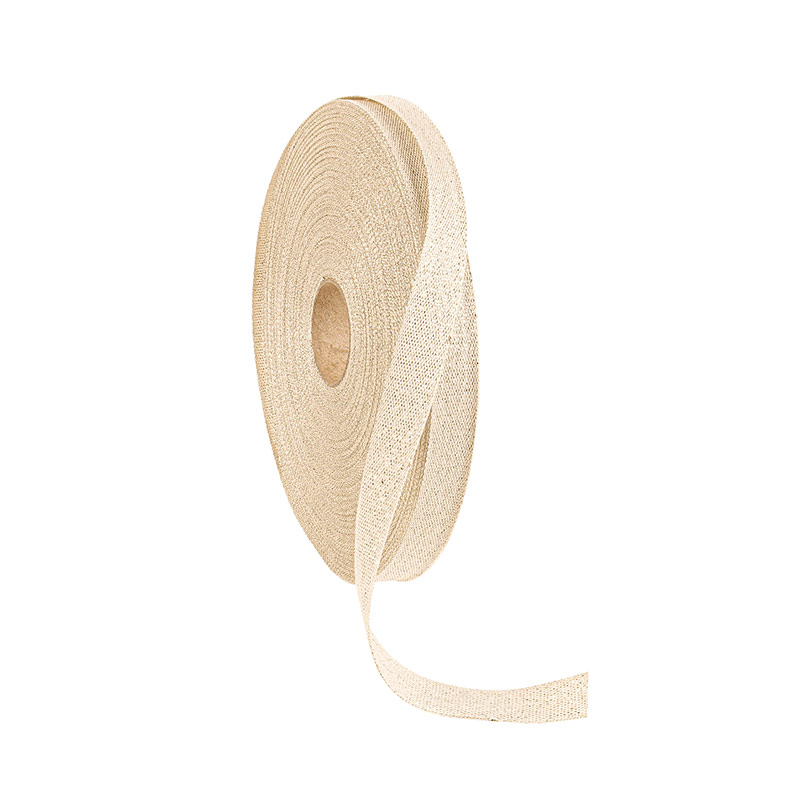 Cream coloured glitter finish cotton ribbon