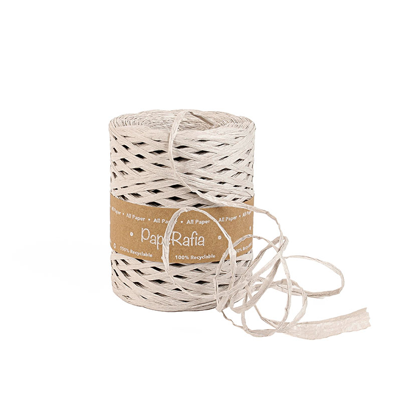 Grey synthetic raffia ribbon