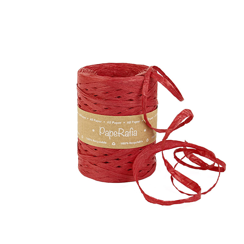 Red synthetic raffia ribbon