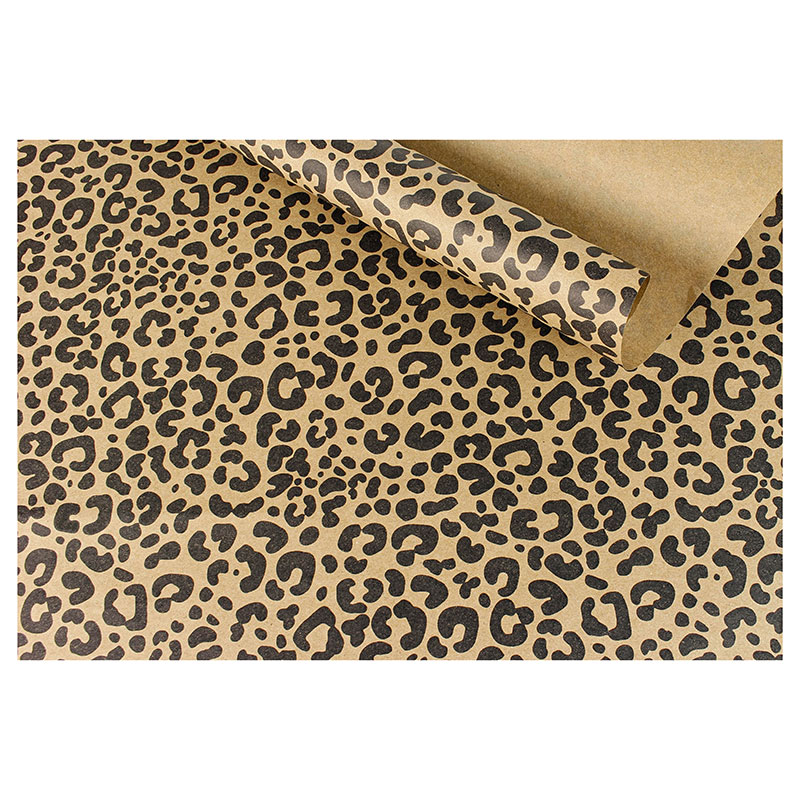 Recycled kraft gift wrap, leopard print - 0.70 x 25 m