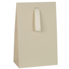 Natural kraft paper stand-up bags with matching satin ribbon, 125 g - 7 x 4 x 12 cm tall