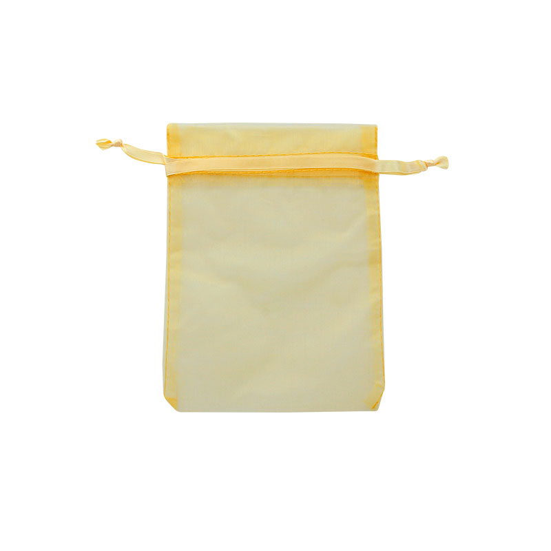 Gold-coloured organza pouches, 12 x 13 cm