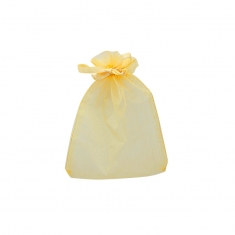 Gold-coloured organza pouches, 12 x 13 cm