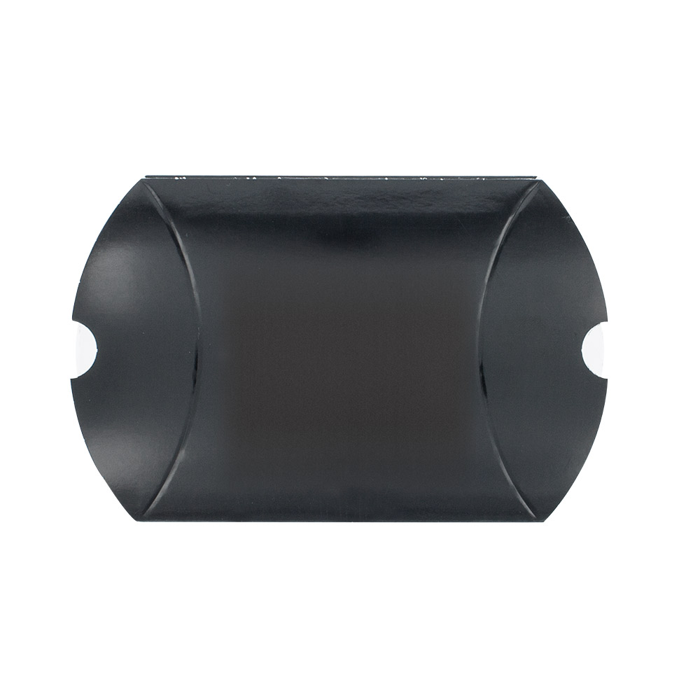 Glossy black card pillow boxes, 290g - 8 x 10 x 3.5 cm