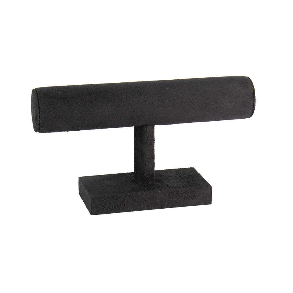 Black bracelet bar on pedestal ø 40 mm covered in man-made suedette