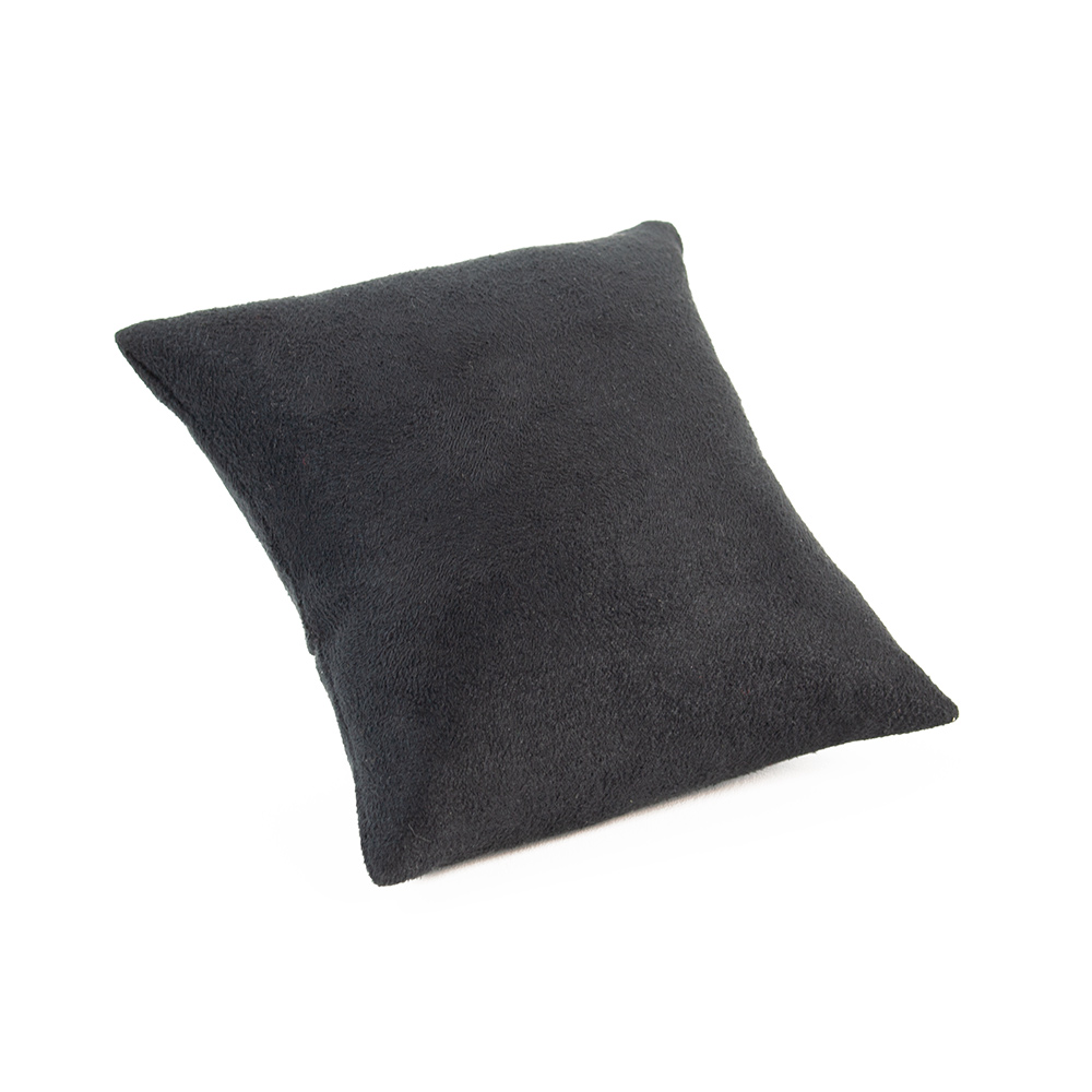 Black man-made suedette pillow with stand