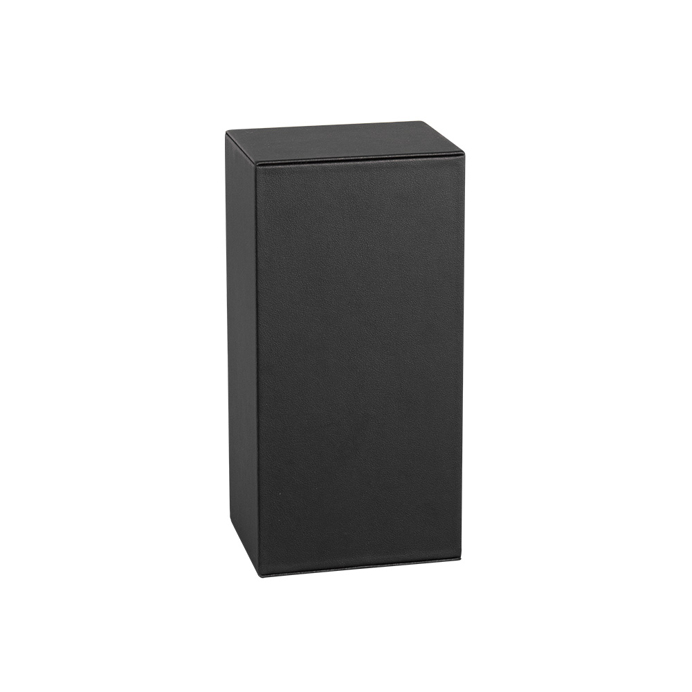 Black smooth man-made leatherette display riser - 9 x 7 x 18cm