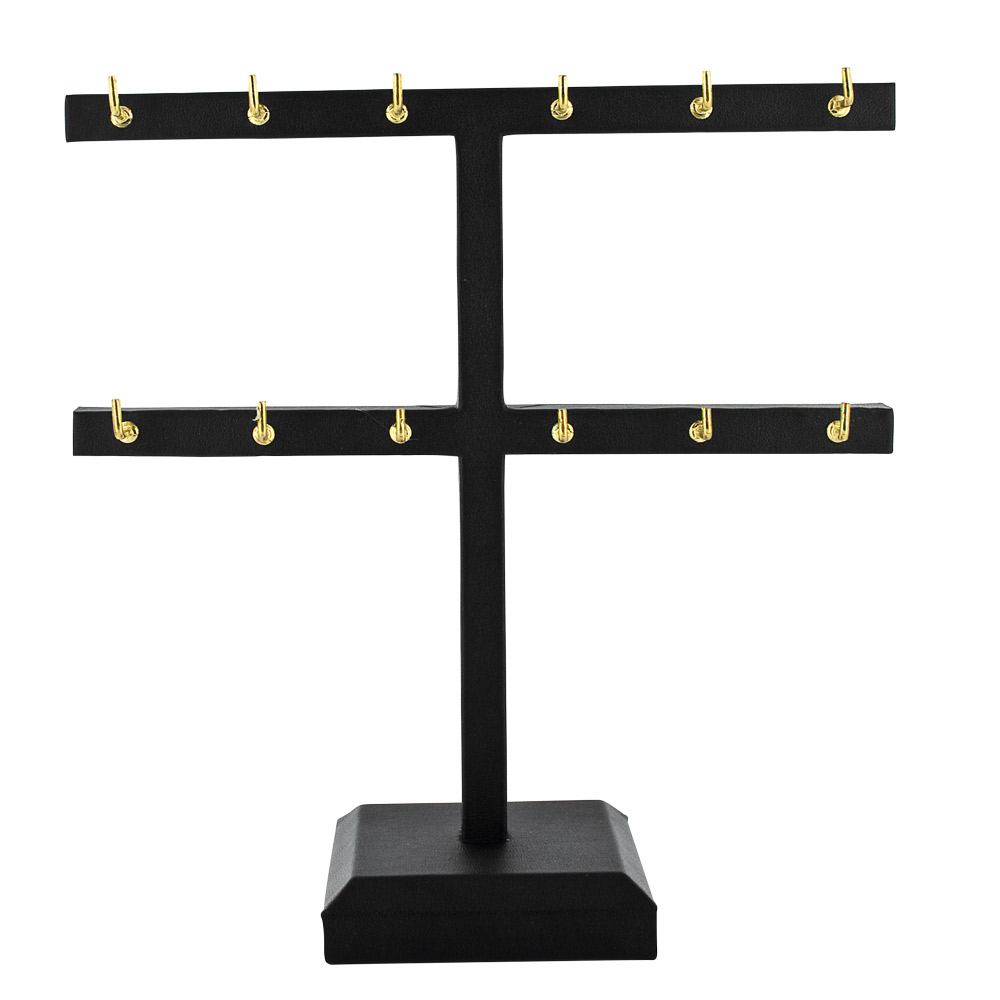 Black T-shaped display unit for earrings or pendants 19 cm
