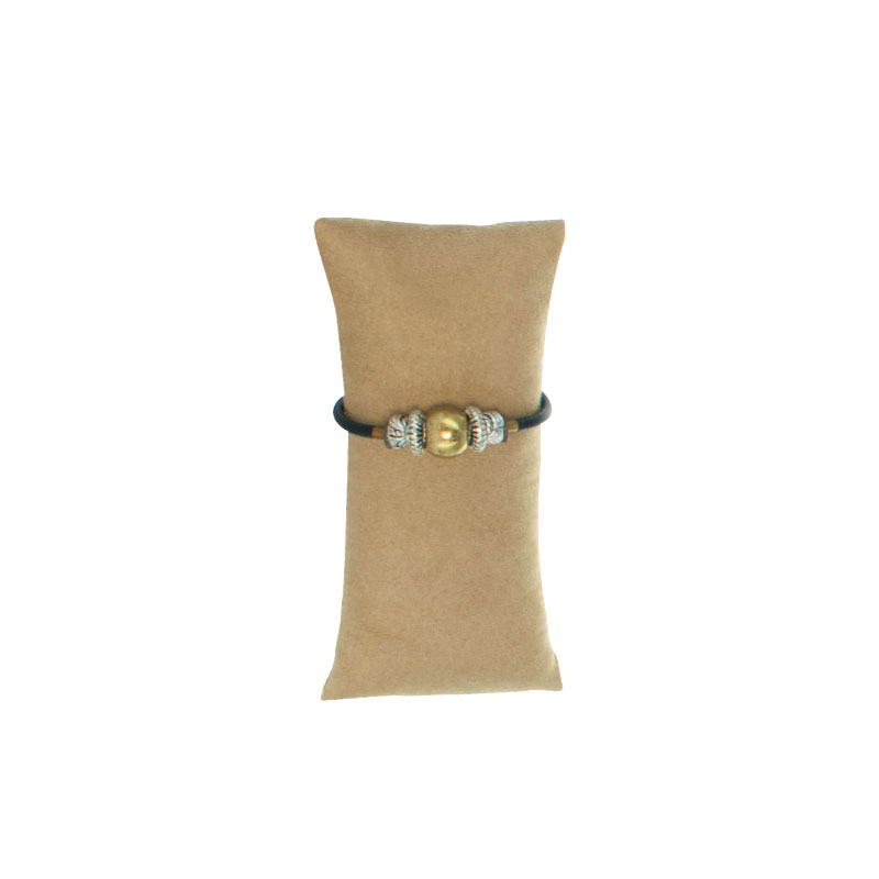Camel coloured long pillow display for bracelets