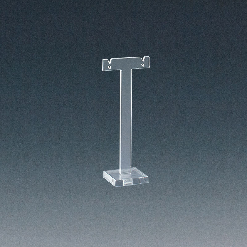 Clear PMMA T-shaped display stand for one pair of drop earrings