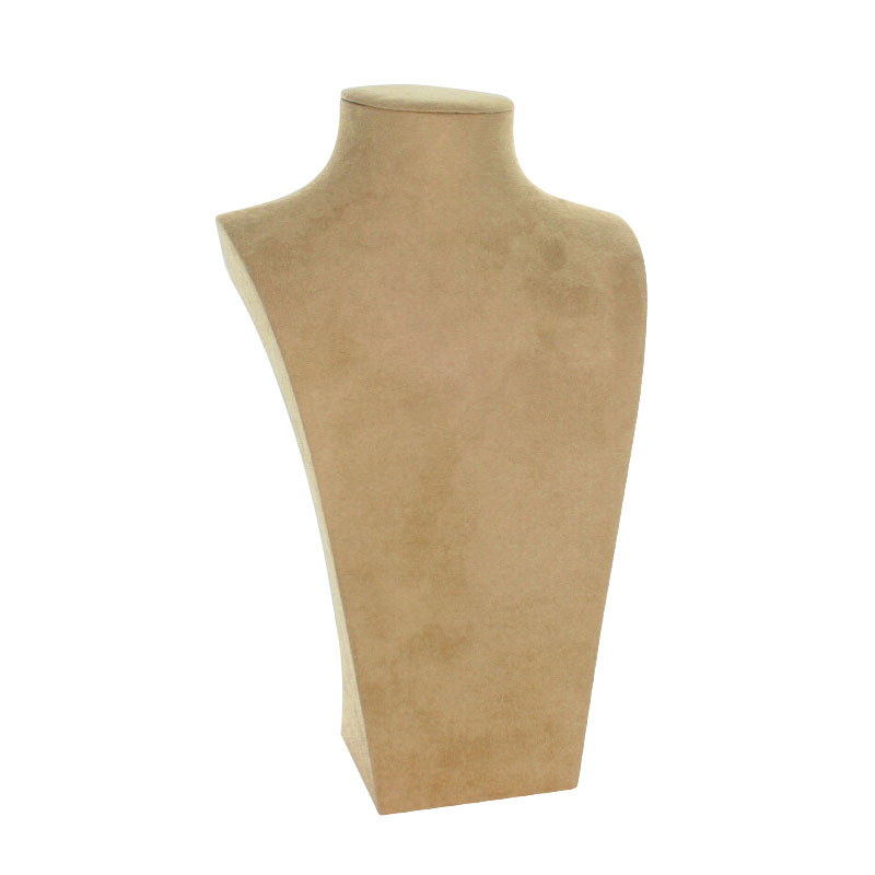 Faux chamois leather bust for displaying necklaces H 35 cm