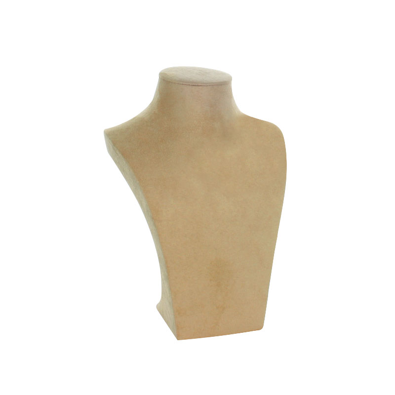 Faux chamois leather bust for displaying necklaces H 24 cm