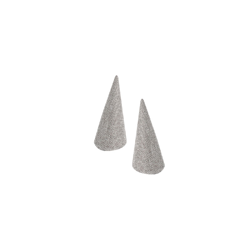 Set of 2 luxury collection grey ring cones in man-made linen