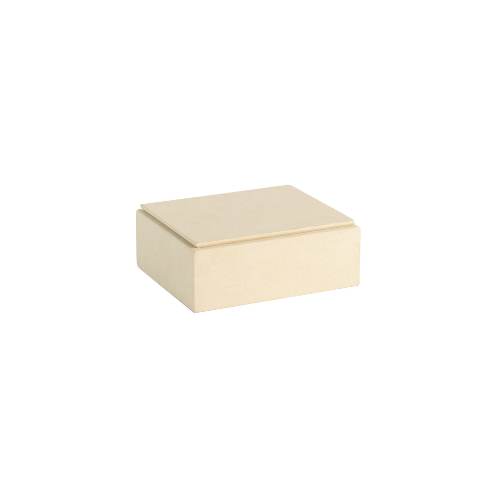 Rectangular display riser in cream coloured suedette 13x16x6cm