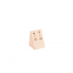 Triangular display for 1 pair of earrings in powder pink synthetic suede, H 4.5cm