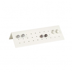 Matt white metal stand for 15 pairs of earrings, L 13.5cm