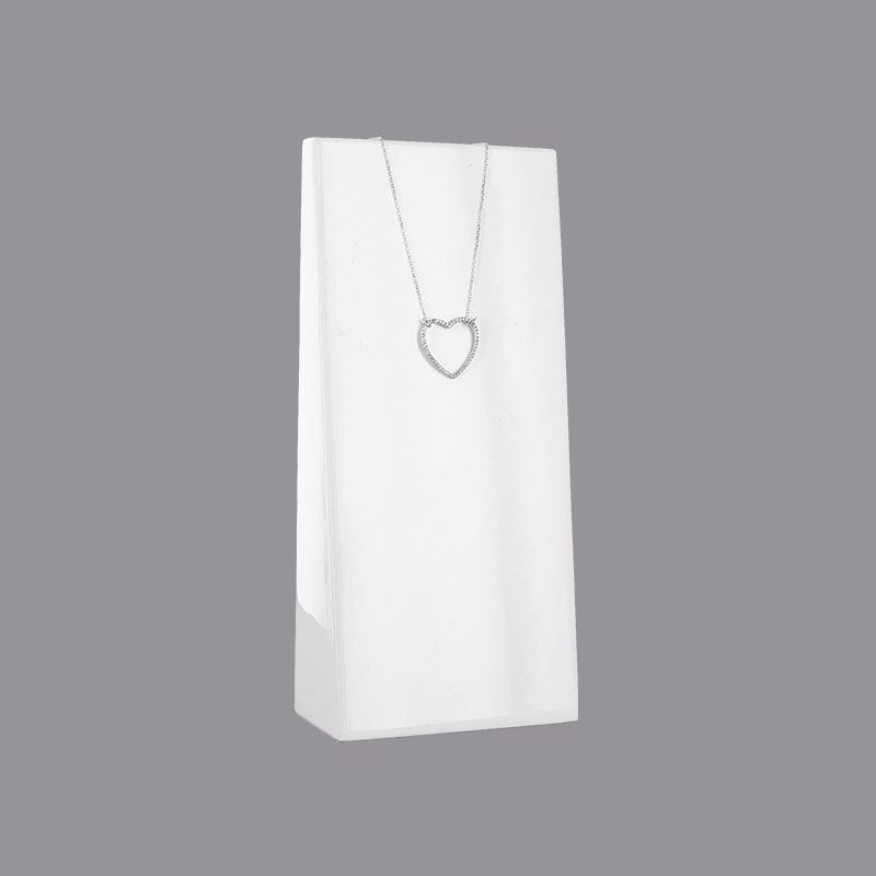 Gloss-finish white resin chain, pendant or bracelet display stand with protective pad 22.5cm tall