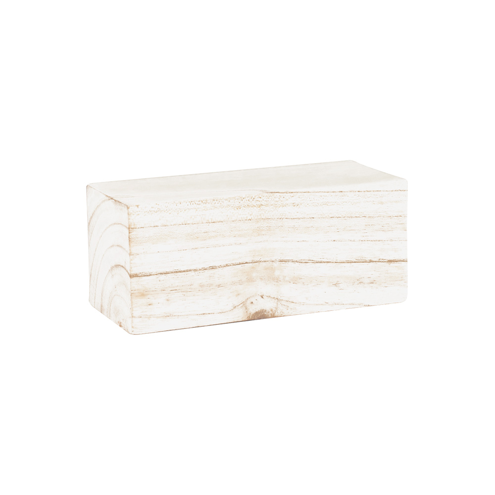 White patina finish square wooden display riser 8x8x3.5cm