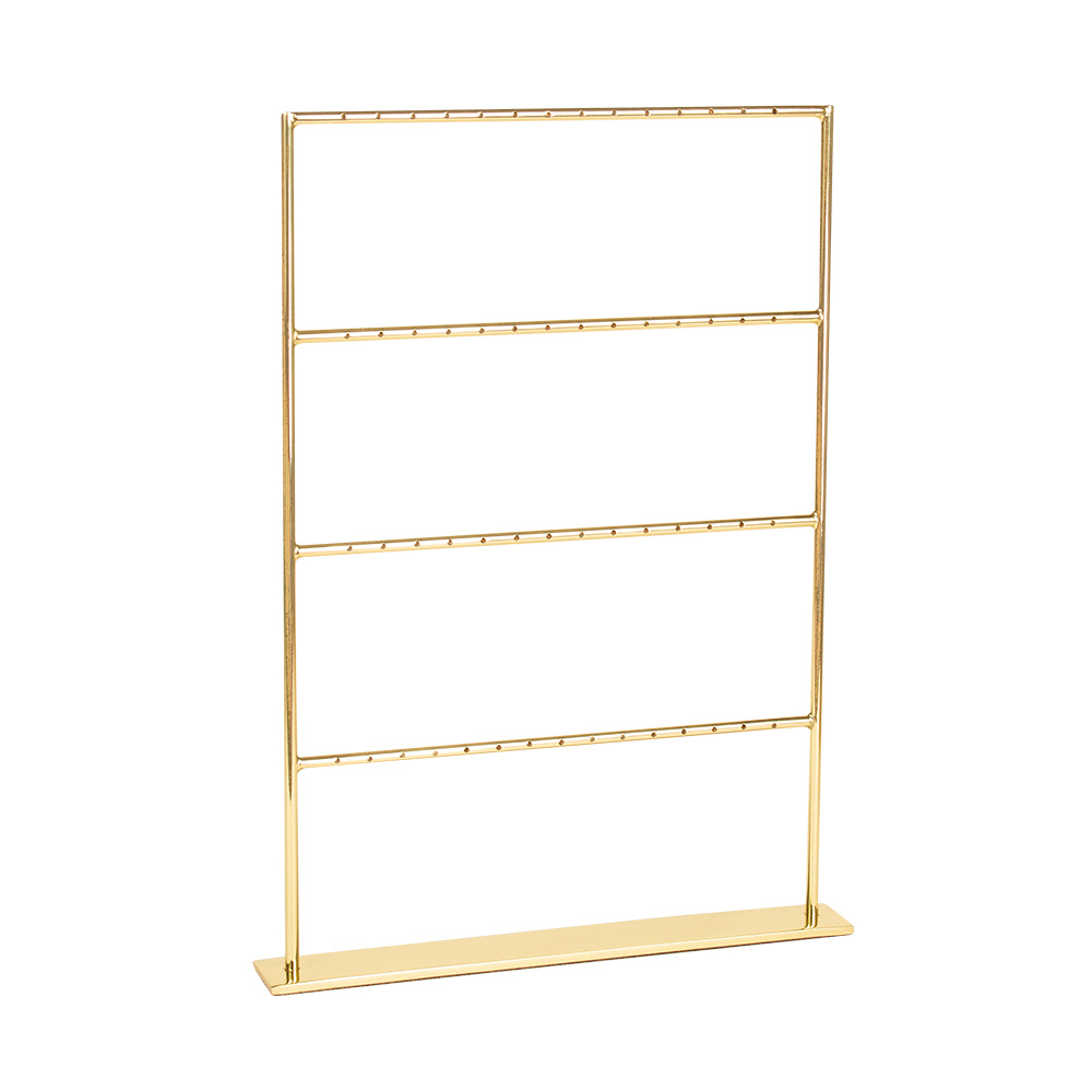 Gold-coloured metal earring display stand with 4 levels