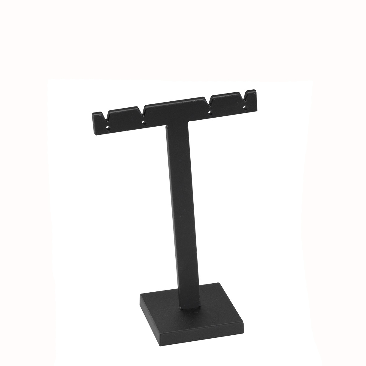 Matt black PMMA T shaped display for 2 pairs of earrings - 7.5 x 10.5 cm