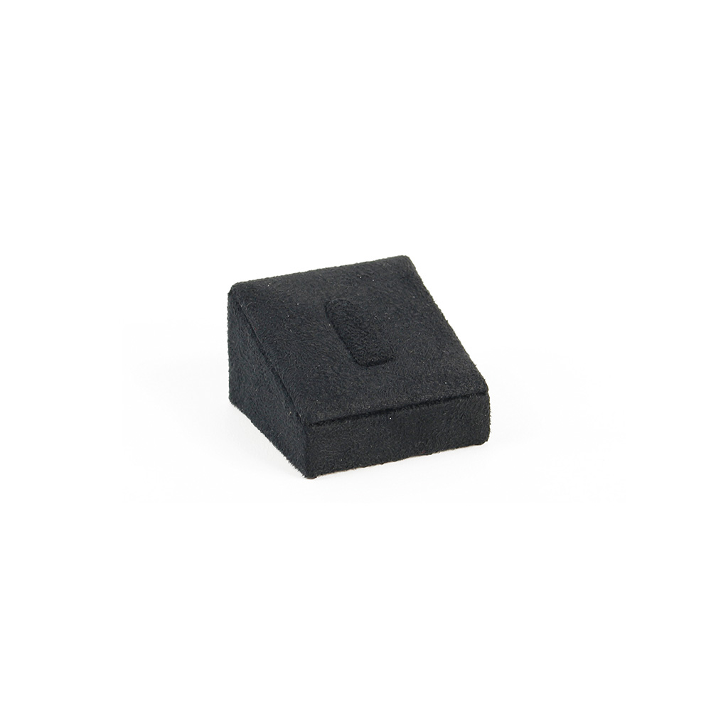 Ring holder with tab in black, man-made suedette - h2.5cm