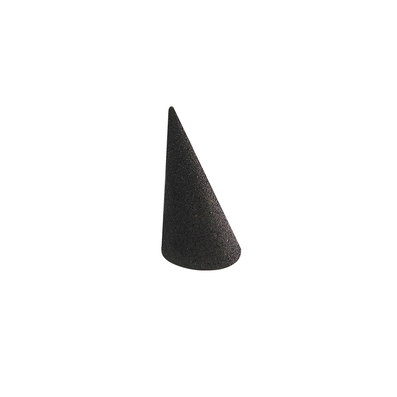 Round black granite finish metal ring cone