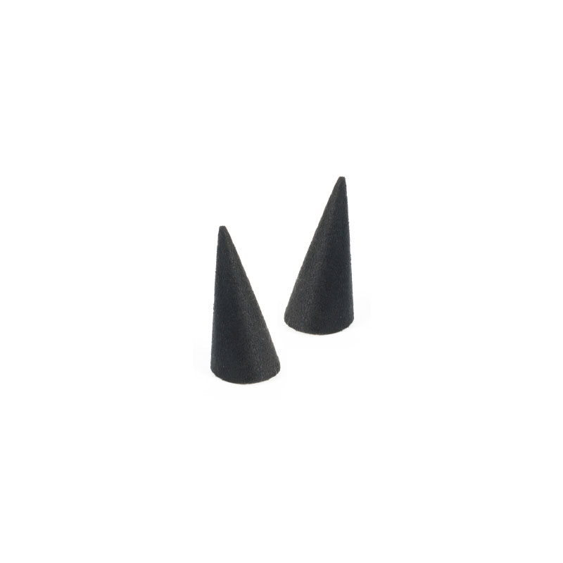 Set of 2 black man-made suedette ring cones