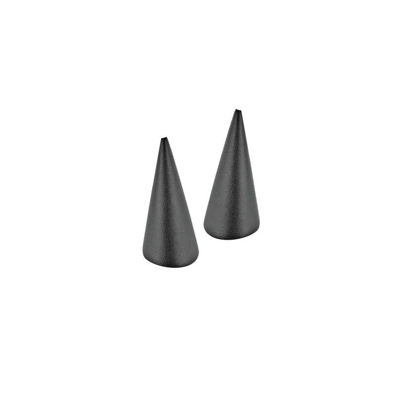 Set of 2 black smooth man-made leatherette covered ring cones with magnetic base