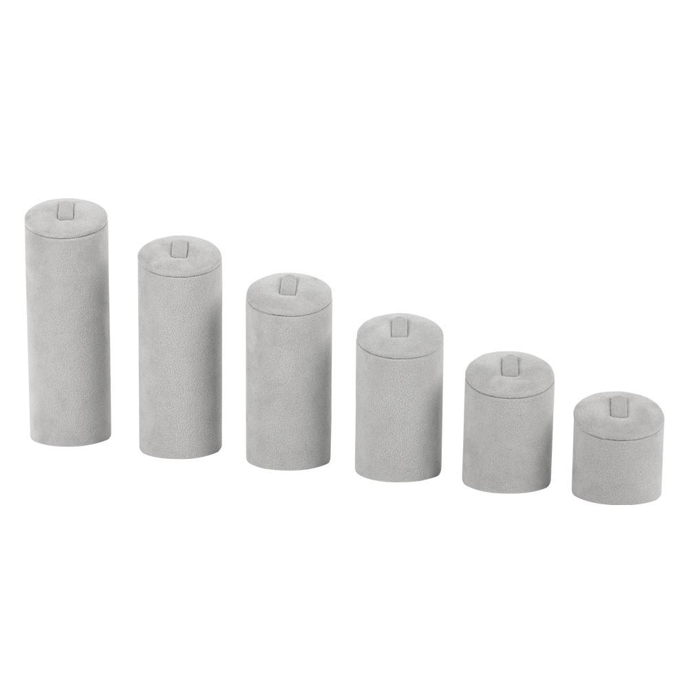 Set of 6 cylindrical suedette ring holders