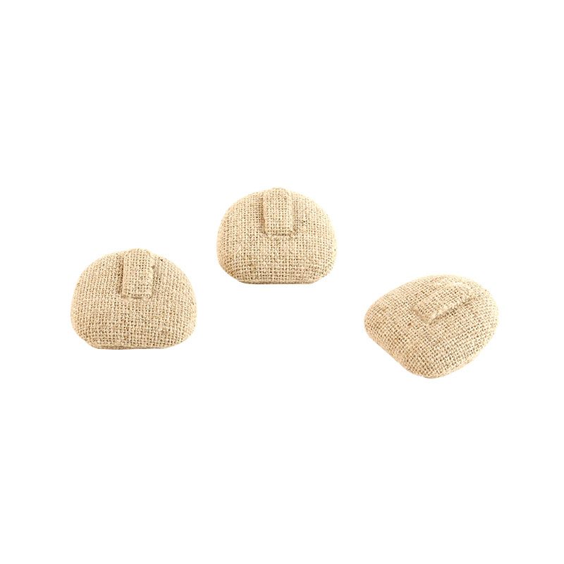 Set of three natural linen and cotton mix ring holders with tabs