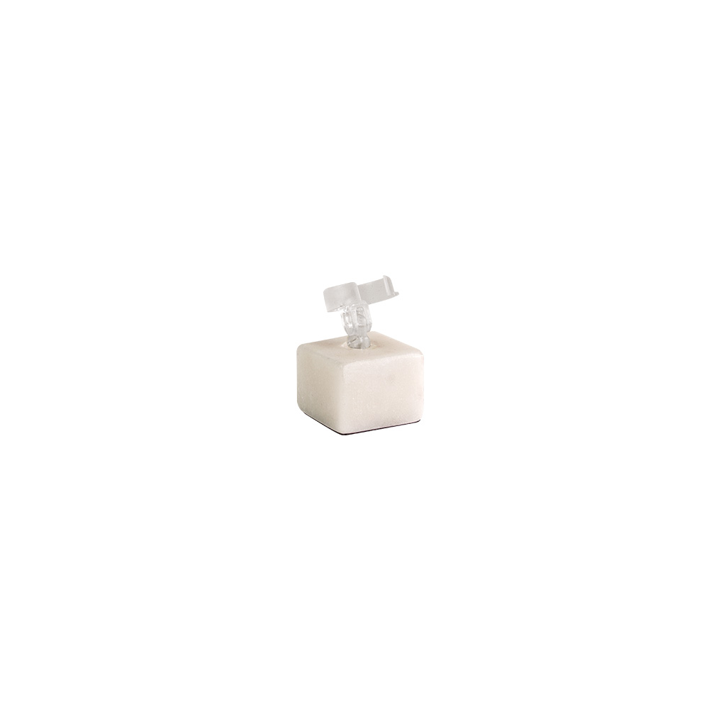 Small square white marble ring holder with c-clip