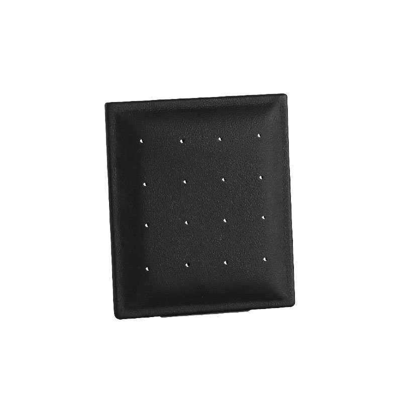 Smooth black man-made leatherette display for 8 pairs of earrings