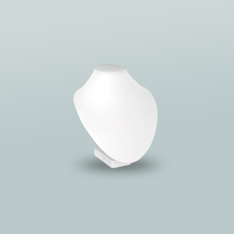 Smooth finish white man-made leatherette rounded display bust 15 cm