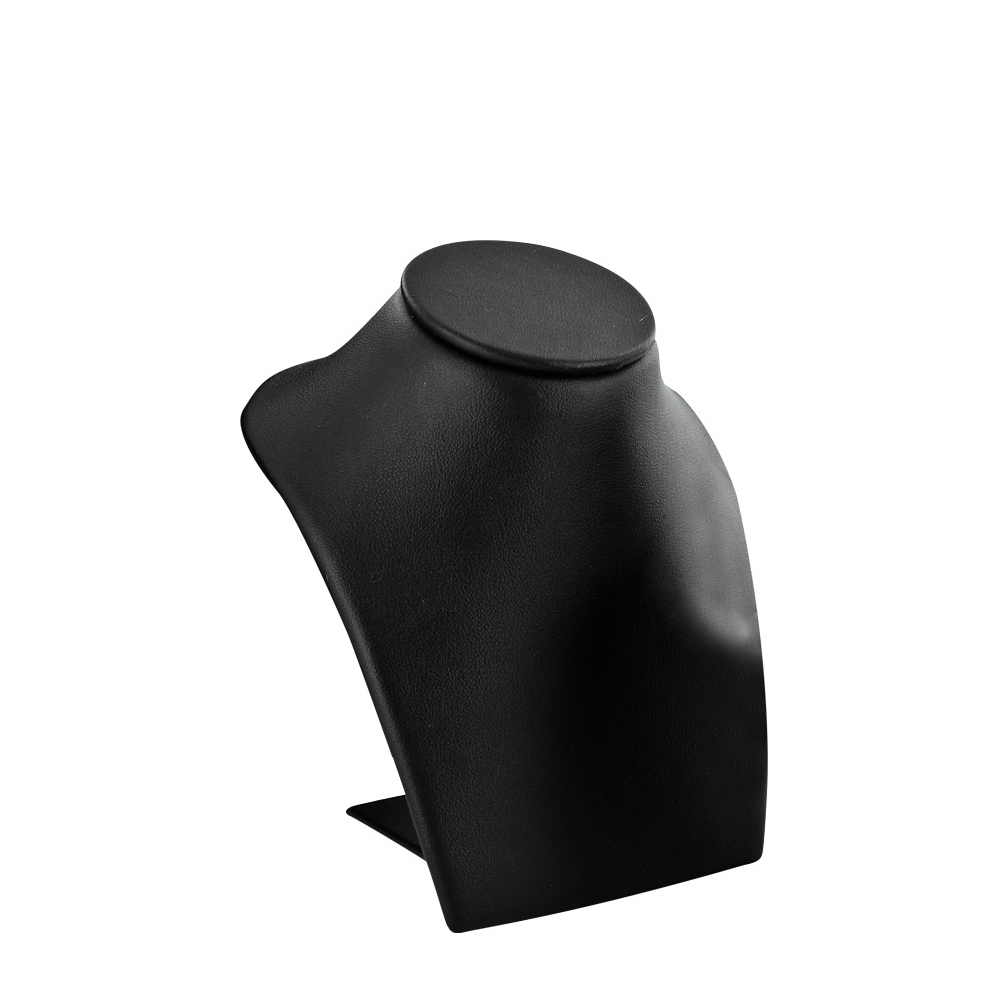 Black leatherette bust with metal foot 8 x 10 cm